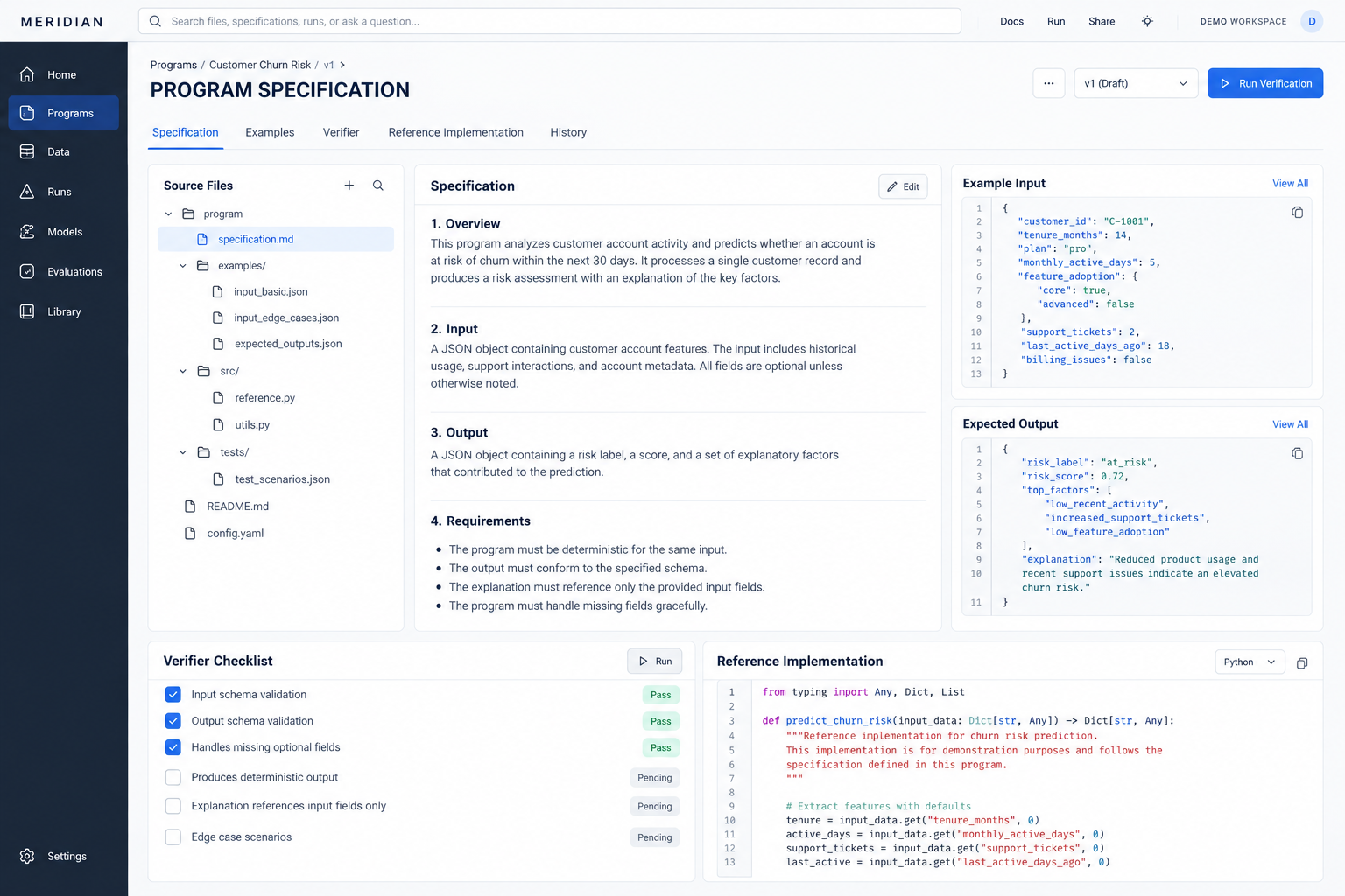 Executable program-reconstruction evaluation · workbench concept